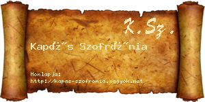 Kapás Szofrónia névjegykártya
